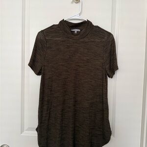 Charlotte Russe Olive Green Short Sleeve Mock Neck Tee